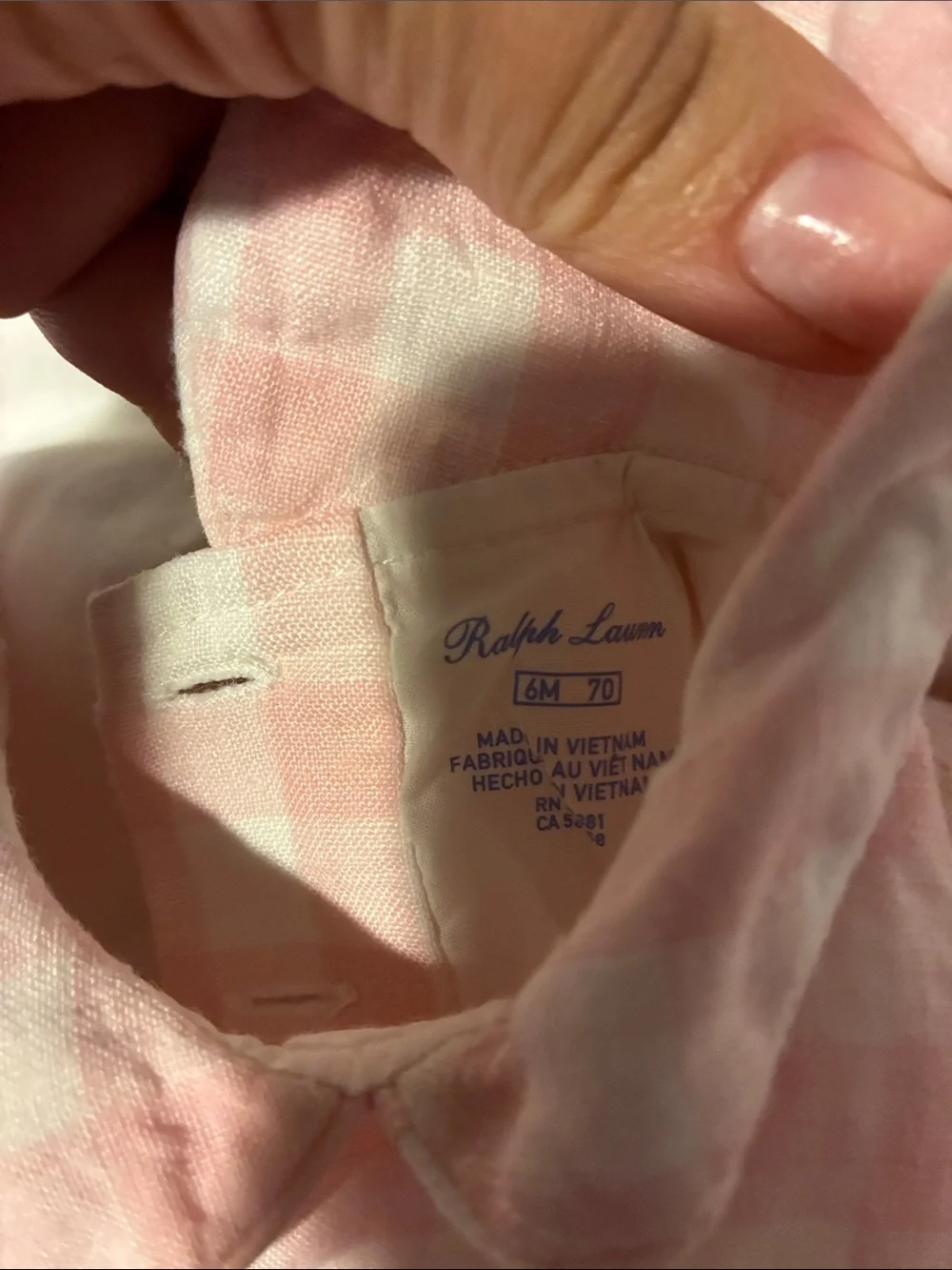 Ralph Lauren Pink and White Gingham Baby Dress